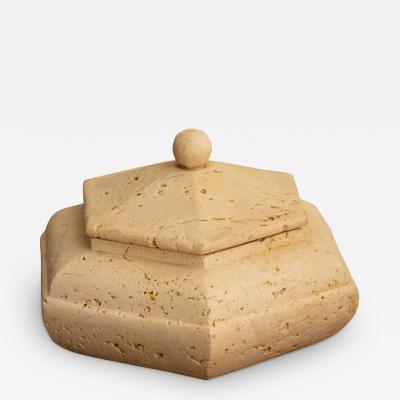 Natural Travertine Hexagonal Lidded Box