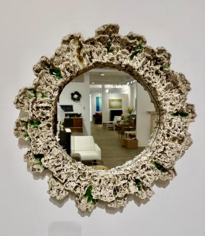 Nature inspired freeform Ceramic Mirror Made By Aram C Stamped Aram C 