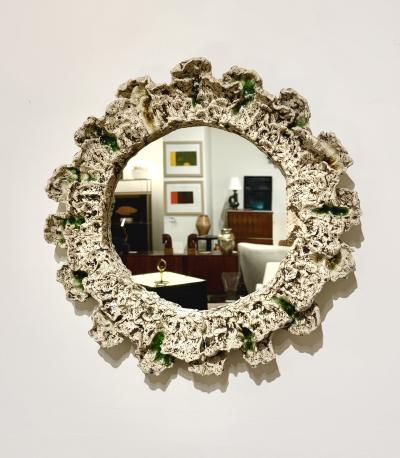 Nature inspired freeform Ceramic Mirror Made By Aram C Stamped Aram C 