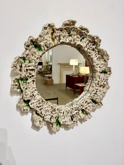 Nature inspired freeform Ceramic Mirror Made By Aram C Stamped Aram C 