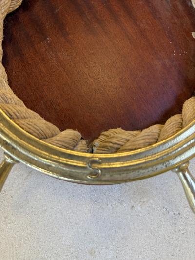 Nautical Ship Wheel Brass and Rope Catchall 1970s