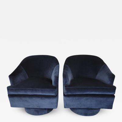 Navy Blue Drexel Swivel Chairs