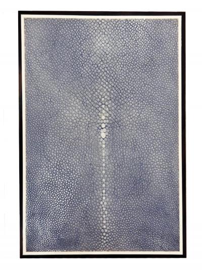 Navy Blue Shagreen Macassar Ebony Box with Bone Inlay