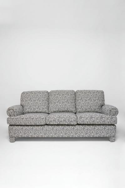 Navy blue and off white panther fabric sofa 1960s