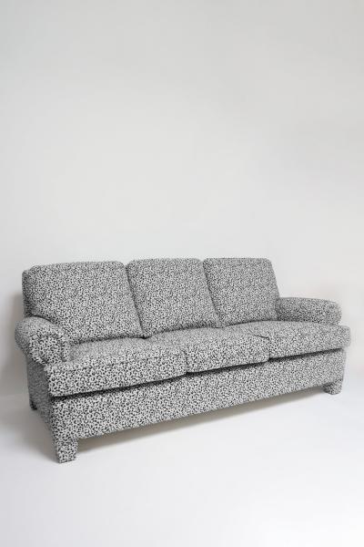 Navy blue and off white panther fabric sofa 1960s