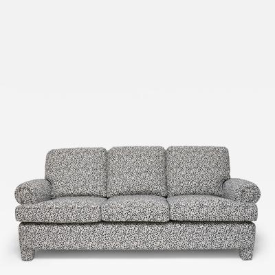 Navy blue and off white panther fabric sofa 1960s