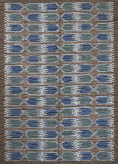 Nea H llfast Handwoven Tulip design Vintage Swedish Rug