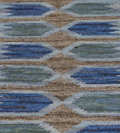 Nea H llfast Handwoven Tulip design Vintage Swedish Rug