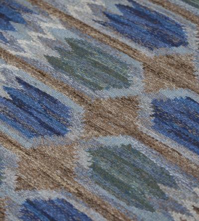 Nea H llfast Handwoven Tulip design Vintage Swedish Rug