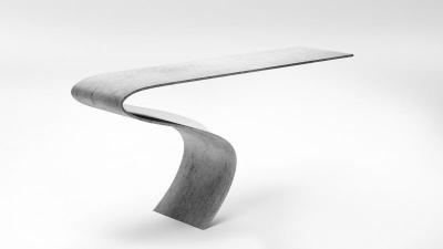 Neal Aronowitz Enso Table in Concrete Canvas and Mirror Polished Aluminum by Neal Aronowitz