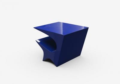 Neal Aronowitz Star Axis Side Table in Blue Aluminum by Neal Aronowitz