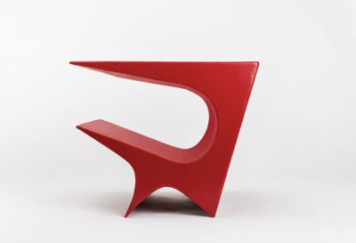 Neal Aronowitz Star Axis Side Table in Red Aluminum by Neal Aronowitz