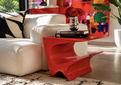 Neal Aronowitz Star Axis Side Table in Red Aluminum by Neal Aronowitz
