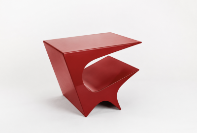 Neal Aronowitz Star Axis Side Table in Red Aluminum by Neal Aronowitz