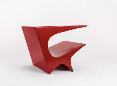 Neal Aronowitz Star Axis Side Table in Red Aluminum by Neal Aronowitz