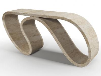 Neal Aronowitz Surge Console In Travertine Marble by Neal Aronowitz