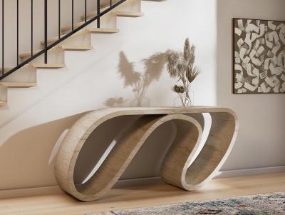 Neal Aronowitz Surge Console In Travertine Marble by Neal Aronowitz