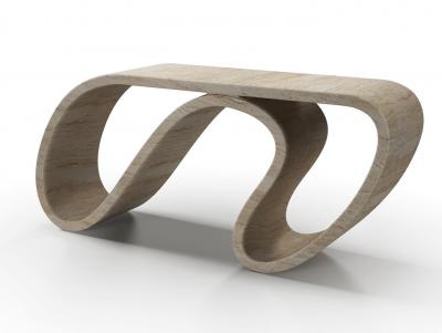 Neal Aronowitz Surge Console In Travertine Marble by Neal Aronowitz