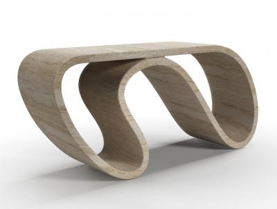 Neal Aronowitz Surge Console In Travertine Marble by Neal Aronowitz