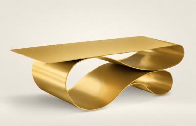 Neal Aronowitz Whorl Coffee Table in Gold Aluminum by Neal Aronowitz