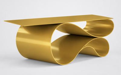 Neal Aronowitz Whorl Coffee Table in Gold Aluminum by Neal Aronowitz