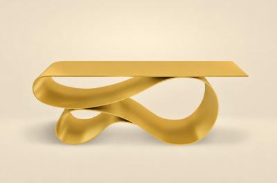 Neal Aronowitz Whorl Coffee Table in Gold Aluminum by Neal Aronowitz