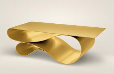 Neal Aronowitz Whorl Coffee Table in Gold Aluminum by Neal Aronowitz