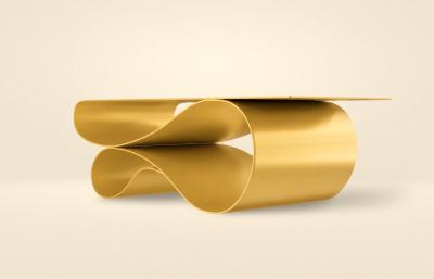 Neal Aronowitz Whorl Coffee Table in Gold Aluminum by Neal Aronowitz