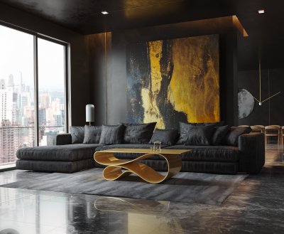 Neal Aronowitz Whorl Coffee Table in Gold Aluminum by Neal Aronowitz