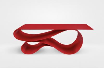 Neal Aronowitz Whorl Coffee Table in Red Powder Coated Aluminum by Neal Aronowitz