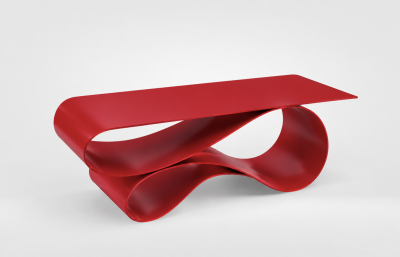 Neal Aronowitz Whorl Coffee Table in Red Powder Coated Aluminum by Neal Aronowitz