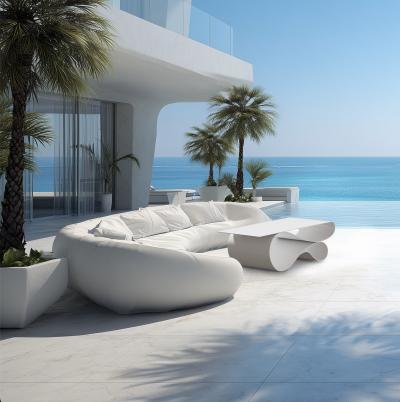 Neal Aronowitz Whorl Coffee Table in White Powder Coated Aluminum