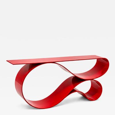 Neal Aronowitz Whorl Console In Red Powered Coated Aluminum by Neal Aronowitz