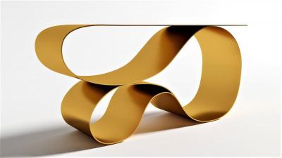 Neal Aronowitz Whorl Console in Gold Powdercoat Aluminum by Neal Aronowitz