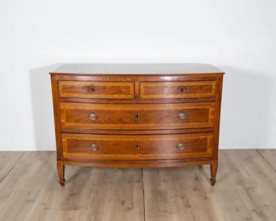Neapolitan Chest of Drawers in Walnut with Plum Wood Inlay Italy 19th Century