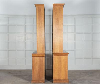 Near Pair Arched Oak Glazed Apothecary Cabinets