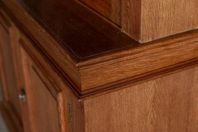 Near Pair Arched Oak Glazed Apothecary Cabinets