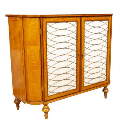 Near Pair of Irish Late George III Satinwood and Amaranth Side Cabinets