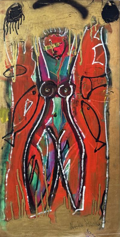 Neith Nevelson Abstract Female Figure in Red 