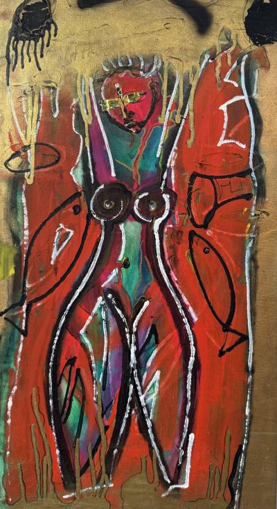Neith Nevelson Abstract Female Figure in Red 