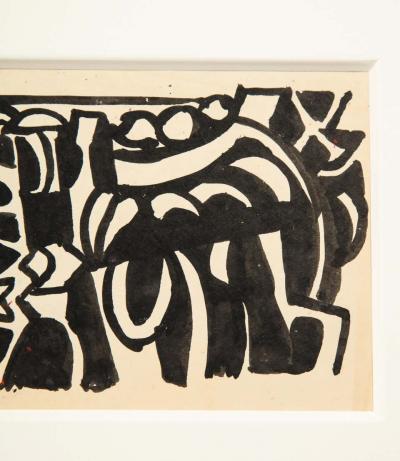 Nell Blaine Black and White Ink Drawing on Paper