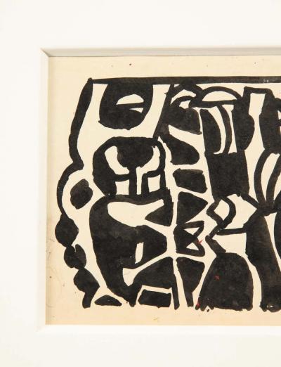 Nell Blaine Black and White Ink Drawing on Paper