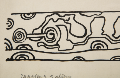 Nell Blaine Nell Blaine Black White Ink Drawing on Paper Shooting Gallery 