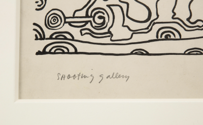 Nell Blaine Nell Blaine Black White Ink Drawing on Paper Shooting Gallery 