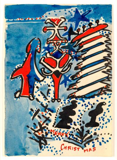 Nell Blaine Nell Blaine Merry Christmas Gouache on Paper