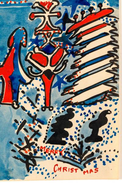 Nell Blaine Nell Blaine Merry Christmas Gouache on Paper