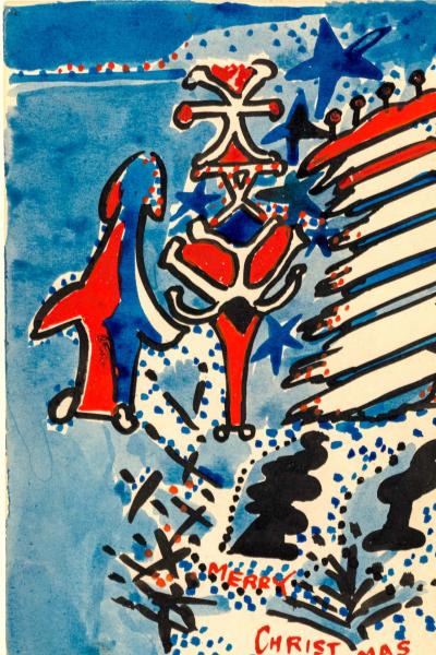 Nell Blaine Nell Blaine Merry Christmas Gouache on Paper