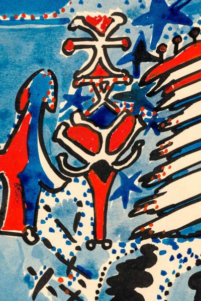 Nell Blaine Nell Blaine Merry Christmas Gouache on Paper