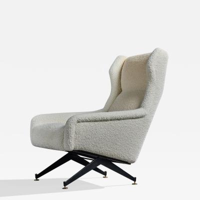 Nello Pini Lounge Chair with Fabric Metal and Brass Italy 1960s