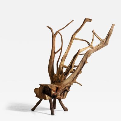 Nen Lounge Chair Tronco in Solid Reclaimed Wood Contemporary Brazilian Design